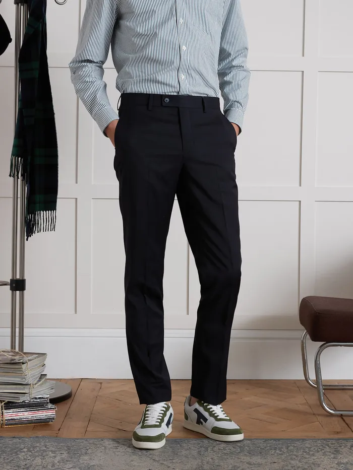 Men Cyrillus Clothing Super 100s Wool Suit Trousers Marine