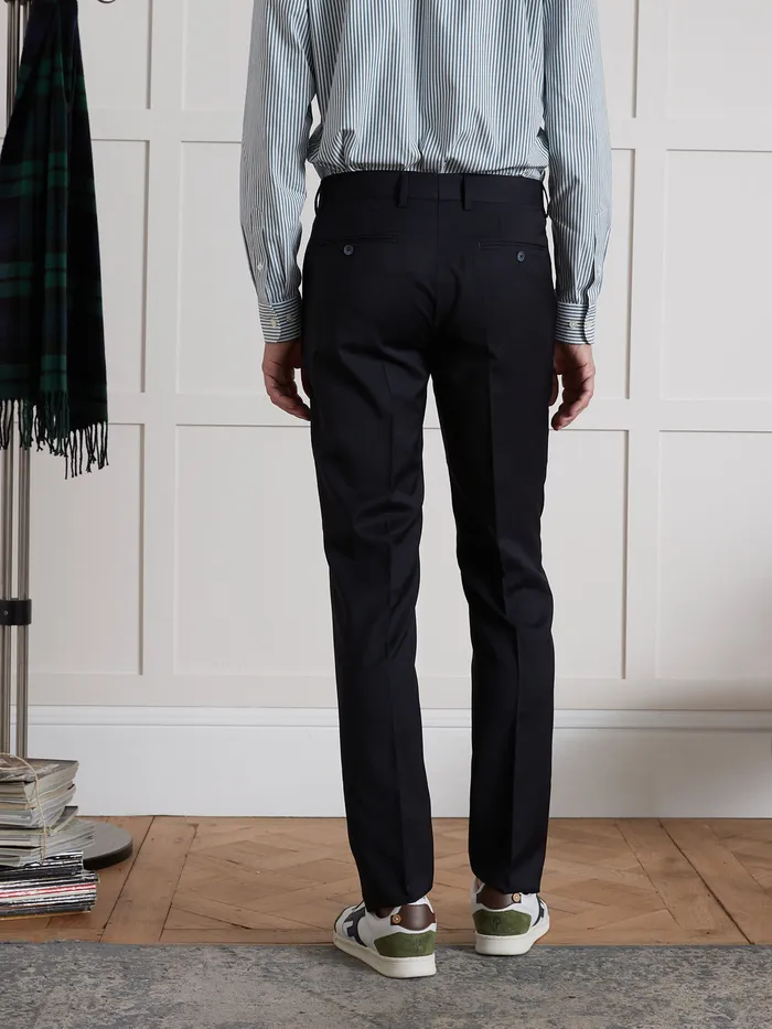 Men Cyrillus Clothing Super 100s Wool Suit Trousers Marine