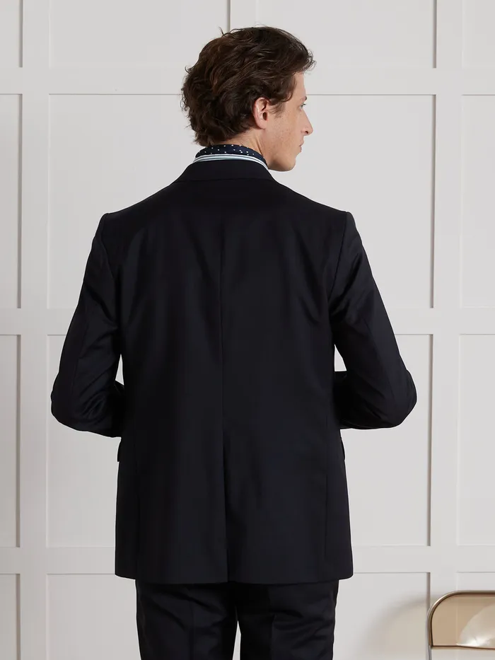 Men Cyrillus Clothing Super 100s Wool Suit Trousers Marine