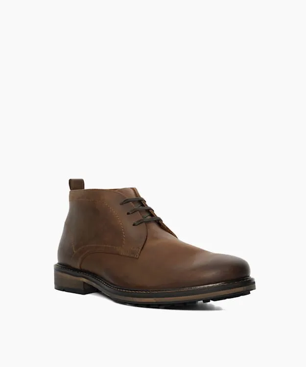 Men Dune London Casual Boots Leather Chukka Boots Brown Leather