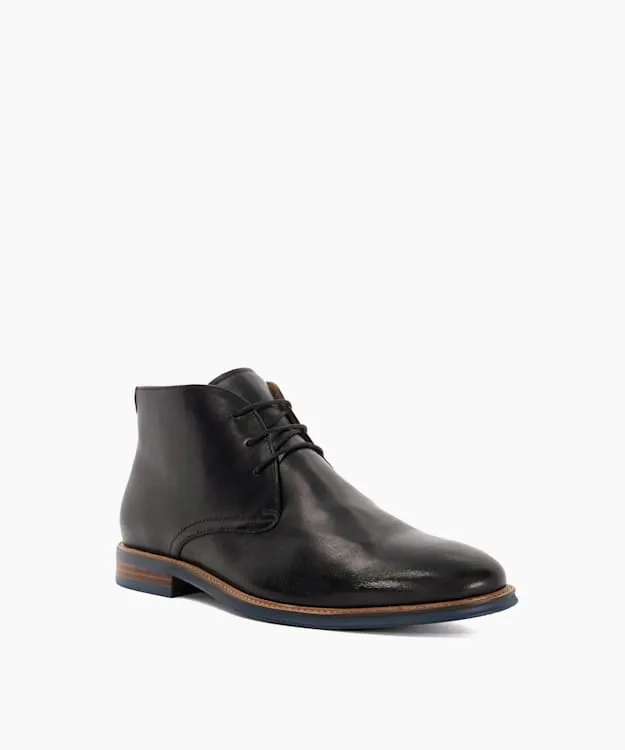 Men Dune London Chukka Boots Round Toe Lace Up Boots Black