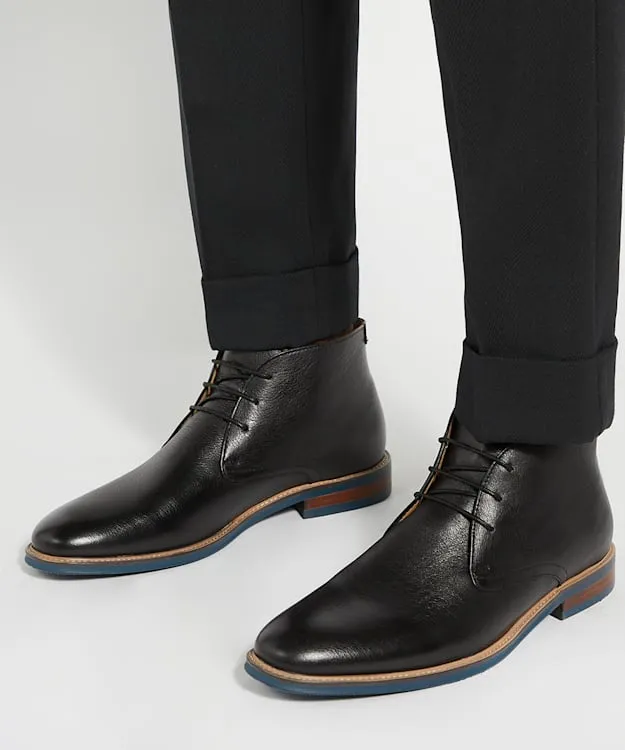 Men Dune London Chukka Boots Round Toe Lace Up Boots Black