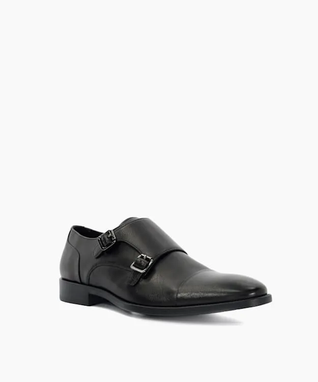 Men Dune London Smart Shoes Double Buckle Monk Shoe Black