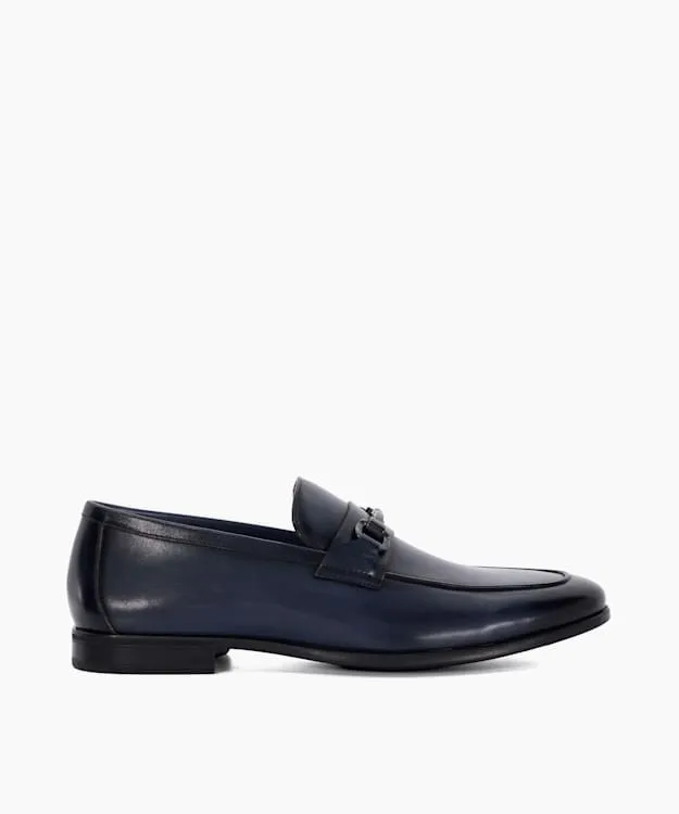 Men Dune London Smart Shoes Leather Snaffle Loafers Blue
