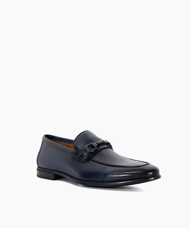 Men Dune London Smart Shoes Leather Snaffle Loafers Blue