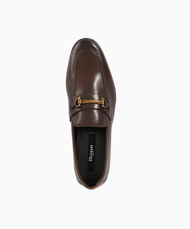 Men Dune London Smart Shoes Leather Snaffle Trim Loafers Brown