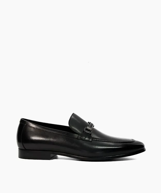 Men Dune London Smart Shoes Leather Snaffle Trimmed Loafers Black