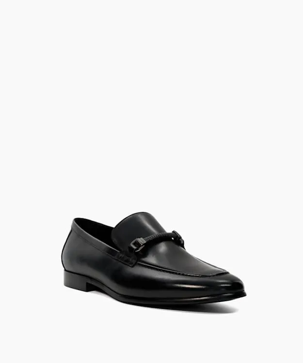 Men Dune London Smart Shoes Leather Snaffle Trimmed Loafers Black