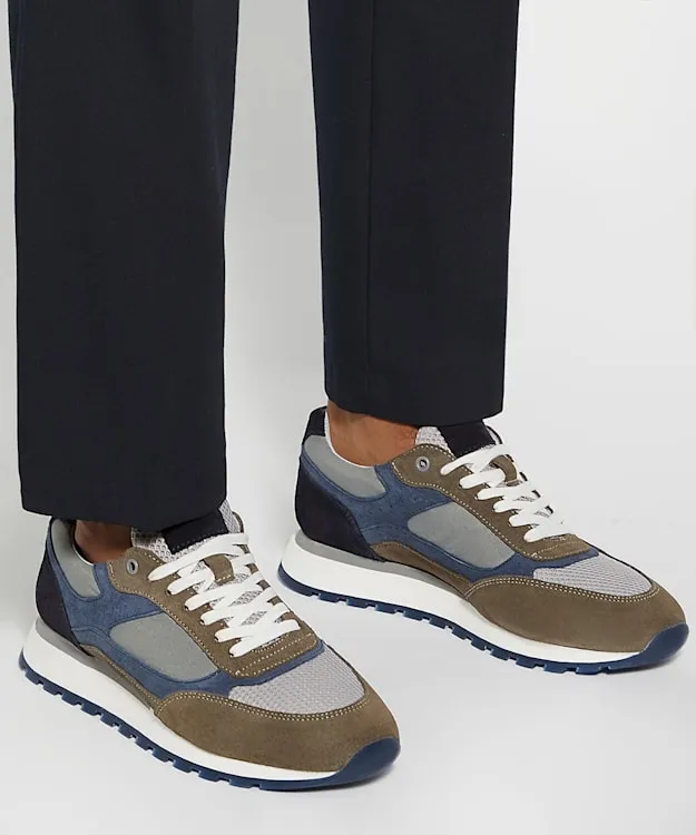 Men Dune London Trainers Colour Block Runners Grey