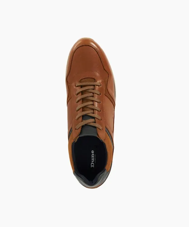 Men Dune London Trainers Leather Lace Up Trainers Brown