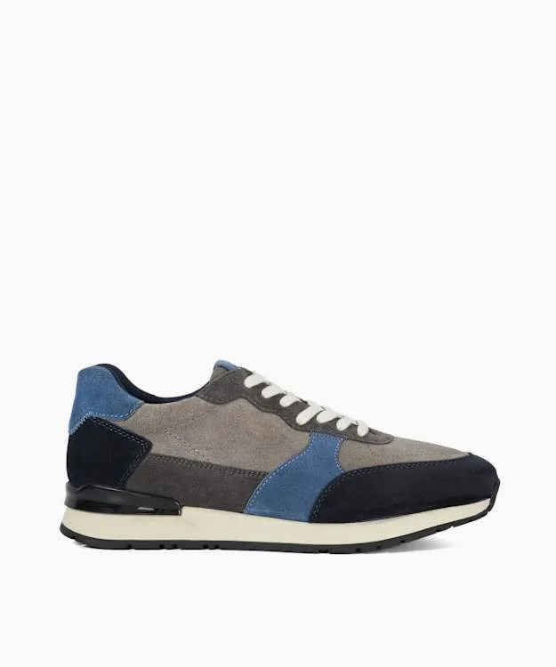 Men Dune London Trainers Textured Lace Up Trainers Blue Suede