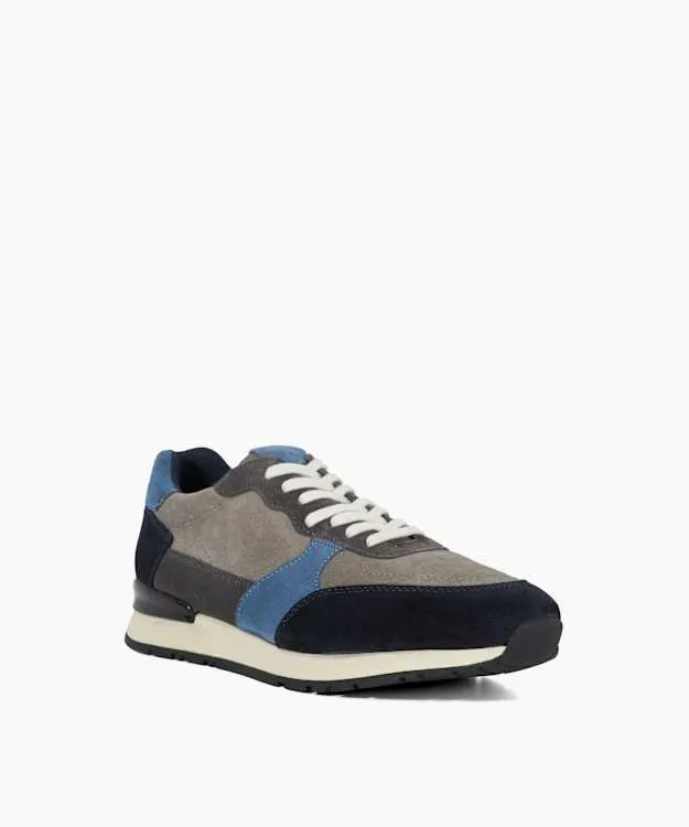Men Dune London Trainers Textured Lace Up Trainers Blue Suede