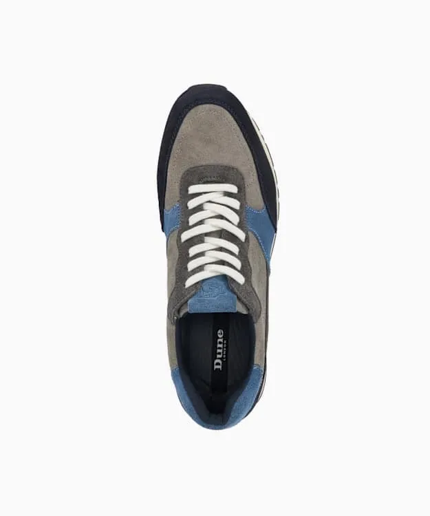 Men Dune London Trainers Textured Lace Up Trainers Blue Suede
