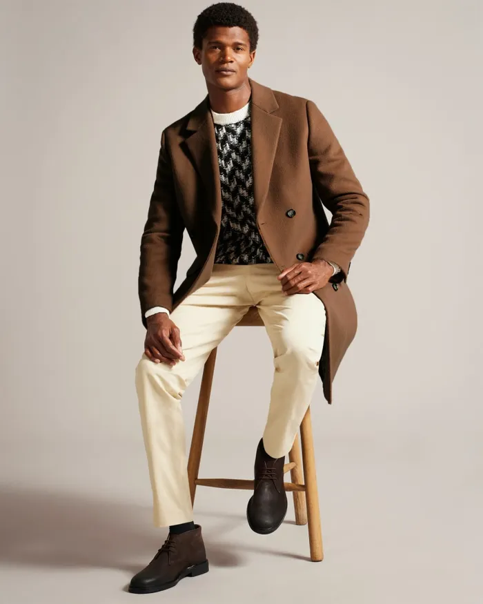 Men EDOUARD 8211 Wool Blend Double Breasted City Coat Tan Ted Baker Coats and Jackets Men EDOUARD 8211 Wool Blend Double Breasted City Coat Tan Ted Baker Coats and Jackets