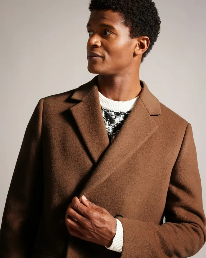 Men EDOUARD 8211 Wool Blend Double Breasted City Coat Tan Ted Baker Coats and Jackets Men EDOUARD 8211 Wool Blend Double Breasted City Coat Tan Ted Baker Coats and Jackets