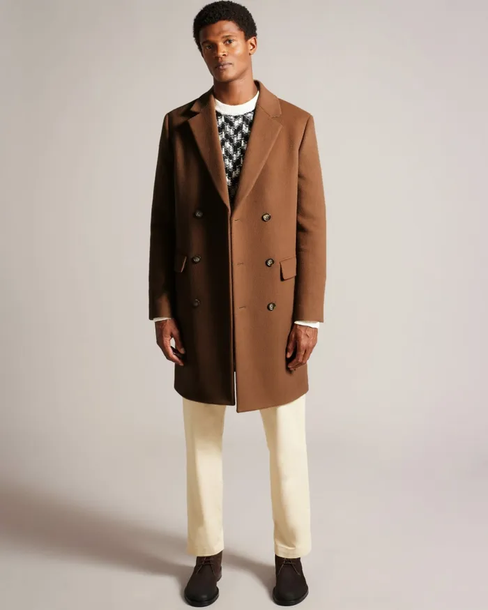 Men EDOUARD 8211 Wool Blend Double Breasted City Coat Tan Ted Baker Coats and Jackets Men EDOUARD 8211 Wool Blend Double Breasted City Coat Tan Ted Baker Coats and Jackets