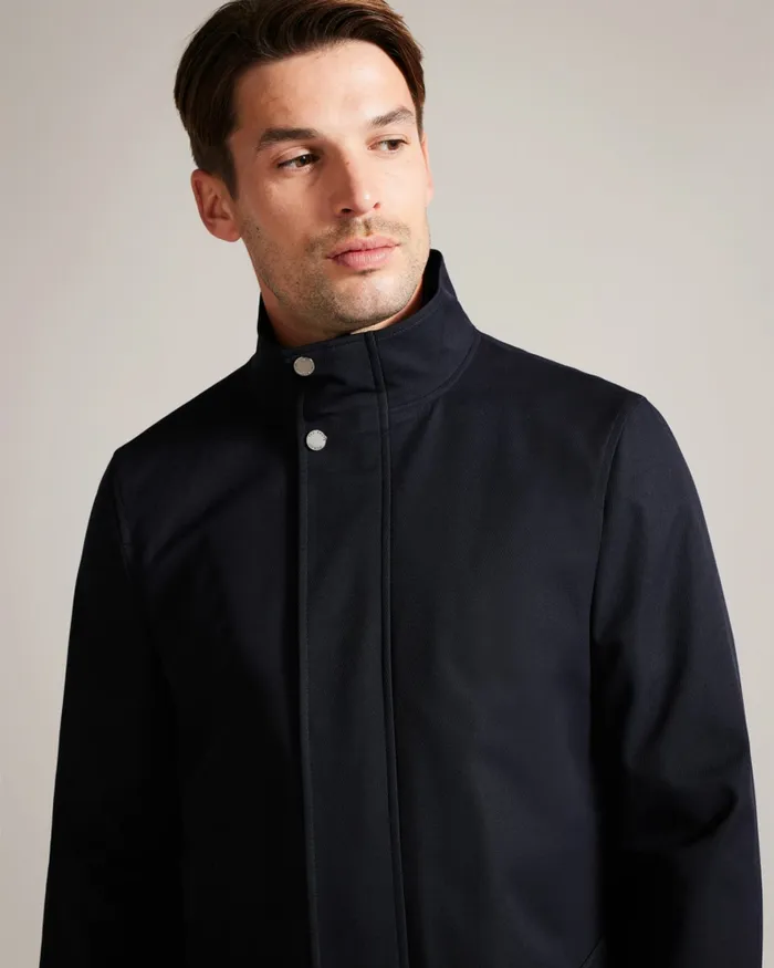 Men EROLSON 8211 Funnel Neck Coat With Removable Lining Navy Ted Baker Coats and Jackets Men EROLSON 8211 Funnel Neck Coat With Removable Lining Navy Ted Baker Coats and Jackets