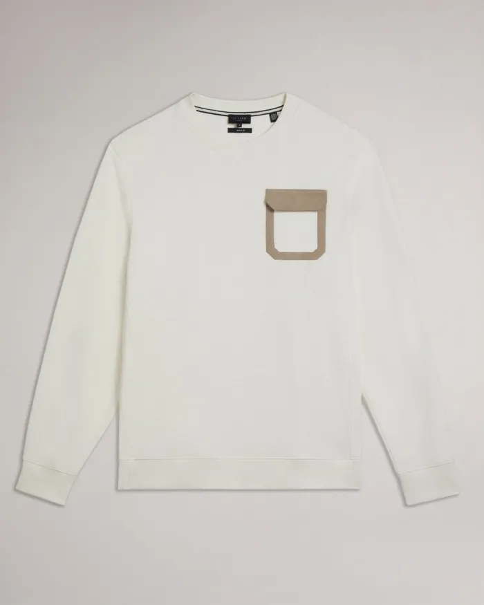 Men ESCANA 8211 Long Sleeve Relaxed Sweatshirt White Ted Baker Tops