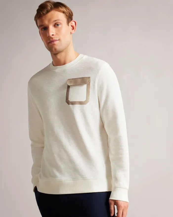 Men ESCANA 8211 Long Sleeve Relaxed Sweatshirt White Ted Baker Tops Men ESCANA 8211 Long Sleeve Relaxed Sweatshirt White Ted Baker Tops