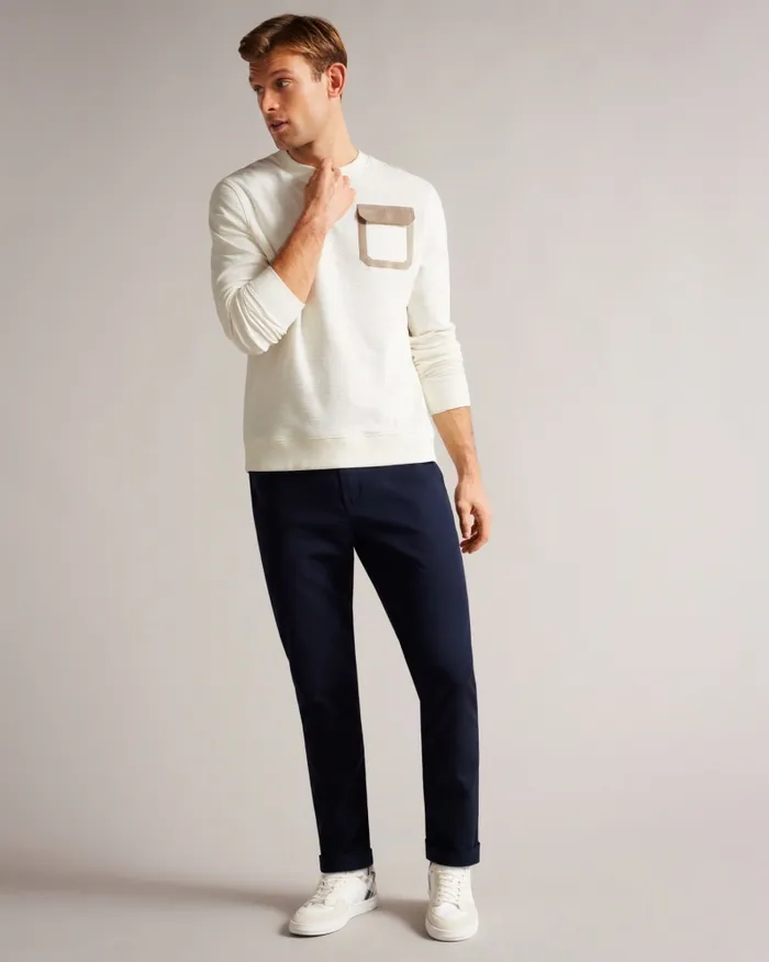 Men ESCANA 8211 Long Sleeve Relaxed Sweatshirt White Ted Baker Tops Men ESCANA 8211 Long Sleeve Relaxed Sweatshirt White Ted Baker Tops