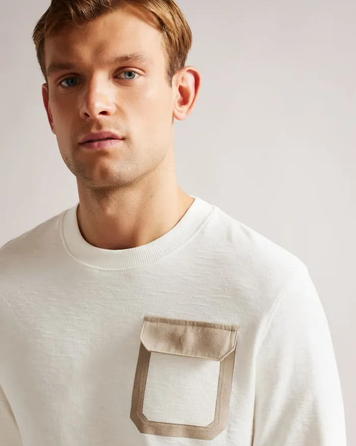 Men ESCANA 8211 Long Sleeve Relaxed Sweatshirt White Ted Baker Tops Men ESCANA 8211 Long Sleeve Relaxed Sweatshirt White Ted Baker Tops