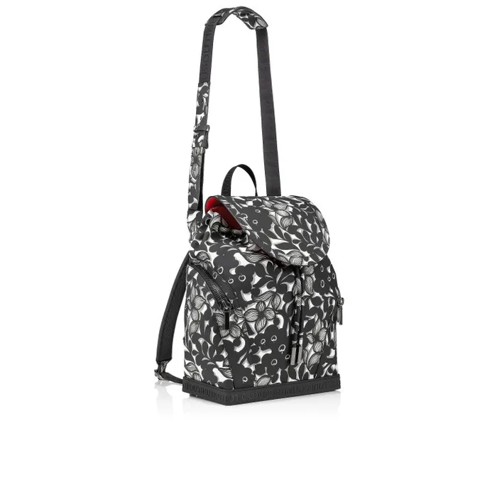 Men Explorafunk Backpack 8211 Petunia Printed Calf And Rubber 8211 Black Christian Louboutin Crossbody Bags