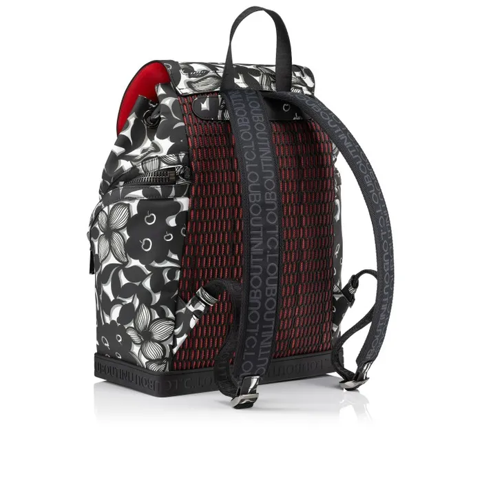 Men Explorafunk Backpack 8211 Petunia Printed Calf And Rubber 8211 Black Christian Louboutin Crossbody Bags