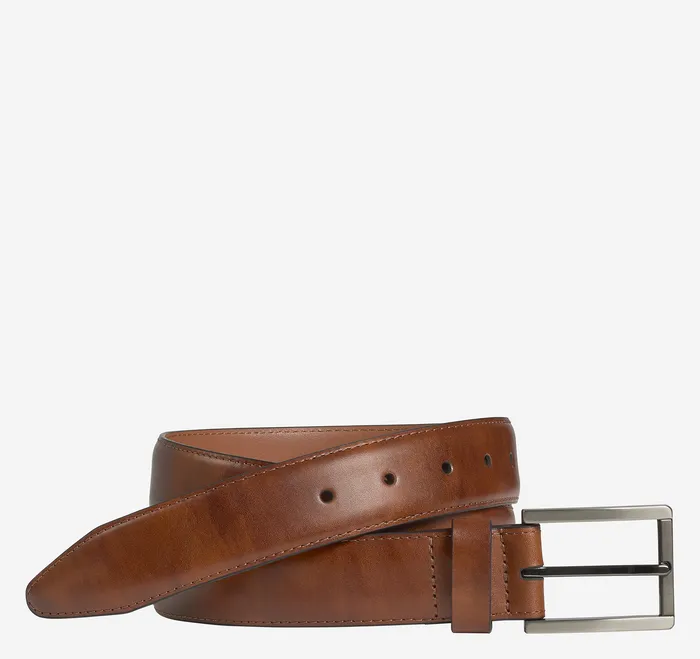 Men Feather Edge Tonal Belt Brown Accessories Johnston and Murphy
