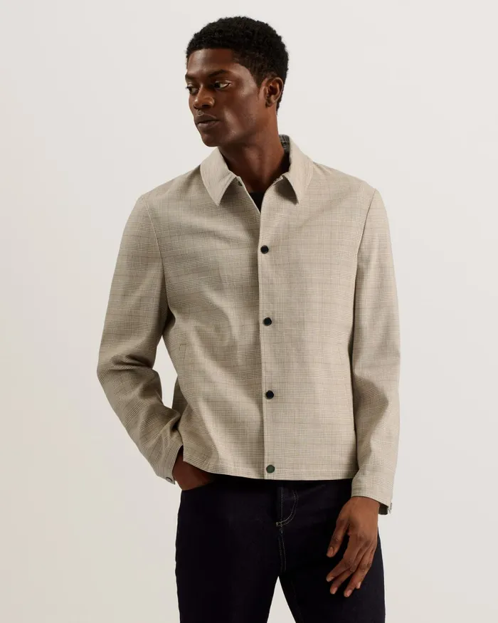 Men FIRS 8211 Check Print Collared Linen Jacket Taupe Ted Baker Coats and Jackets Men FIRS 8211 Check Print Collared Linen Jacket Taupe Ted Baker Coats and Jackets