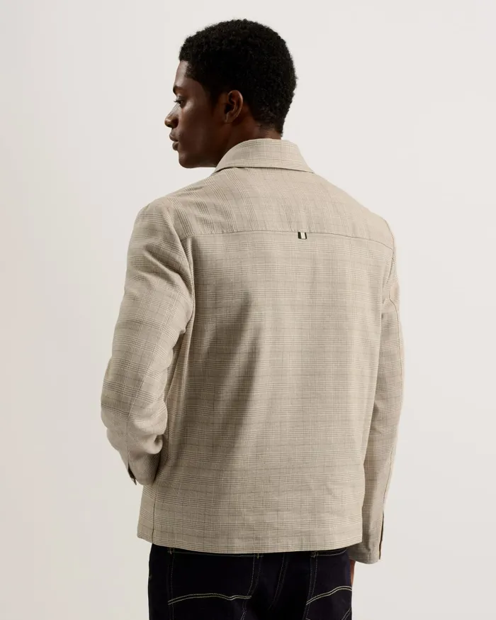 Men FIRS 8211 Check Print Collared Linen Jacket Taupe Ted Baker Coats and Jackets Men FIRS 8211 Check Print Collared Linen Jacket Taupe Ted Baker Coats and Jackets