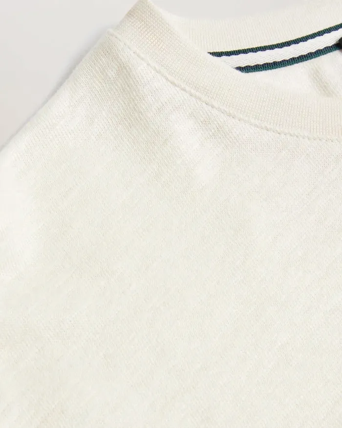 Men FLINLO 8211 Regular Fit Short Sleeve Linen TShirt Stone Ted Baker Tops