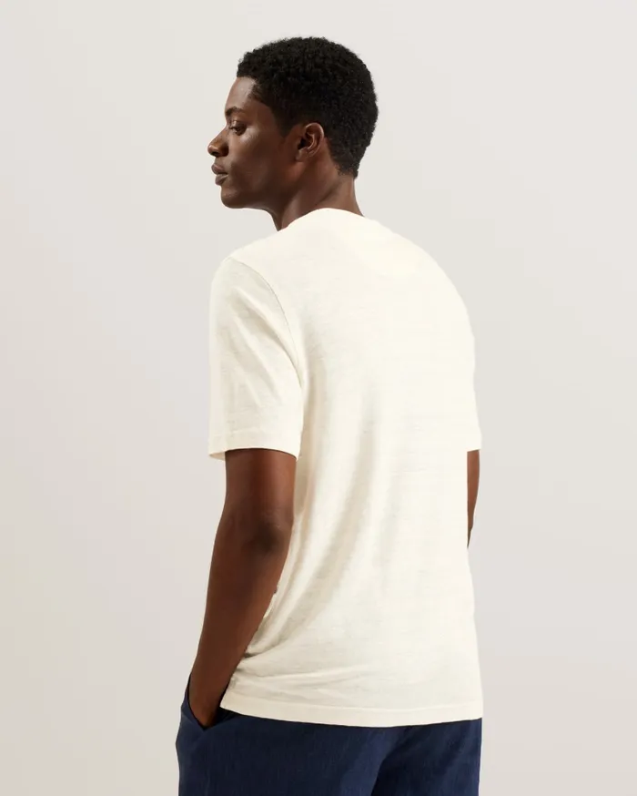 Men FLINLO 8211 Regular Fit Short Sleeve Linen TShirt Stone Ted Baker Tops