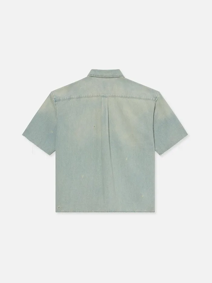Men FRAME Denim Shirts Short Sleeve Relaxed Denim Shirt Men FRAME Denim Shirts Short Sleeve Relaxed Denim Shirt