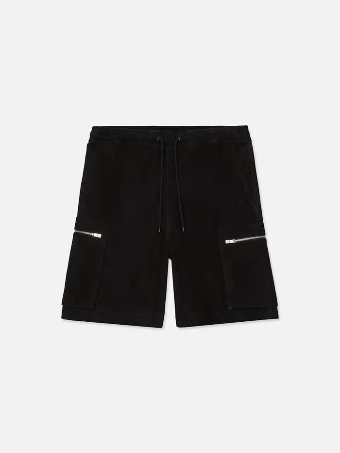 Men FRAME Leather and Suede Suede Cargo Shorts