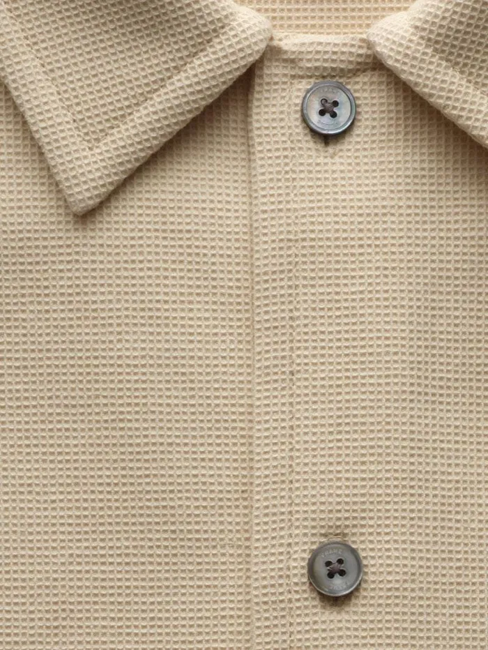 Men FRAME Shirts Waffle Textured Short Sleeve Shirt Men FRAME Shirts Waffle Textured Short Sleeve Shirt