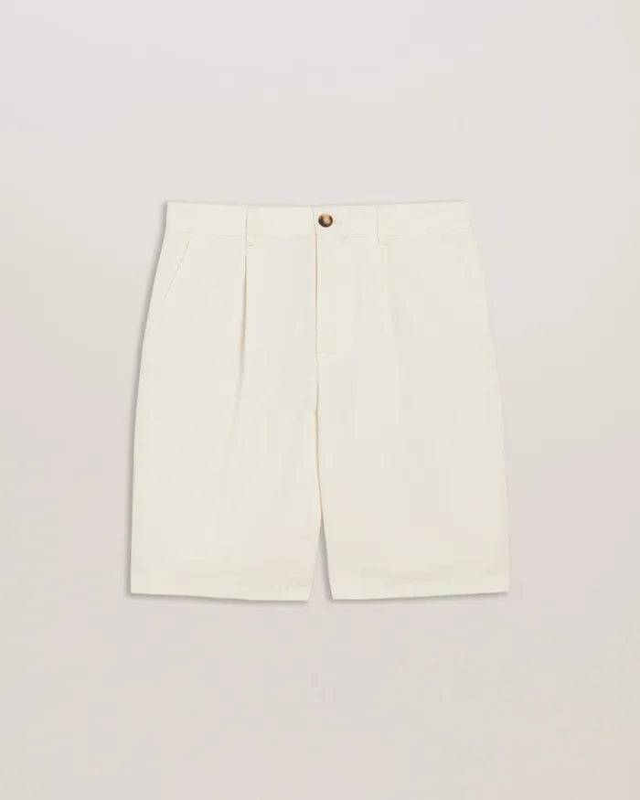 Men FULHUM 8211 Pleated Cotton Chino Shorts White Ted Baker Shorts