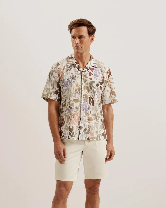 Men FULHUM 8211 Pleated Cotton Chino Shorts White Ted Baker Shorts