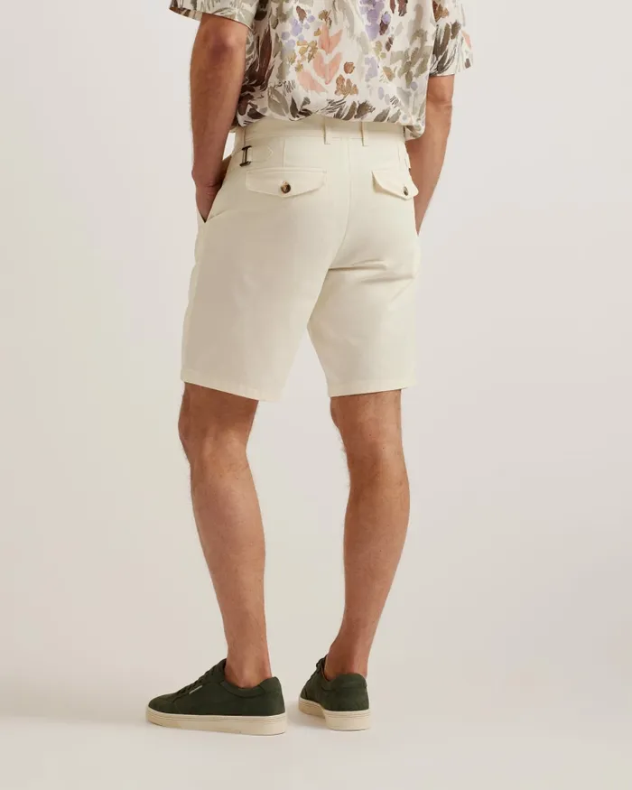 Men FULHUM 8211 Pleated Cotton Chino Shorts White Ted Baker Shorts
