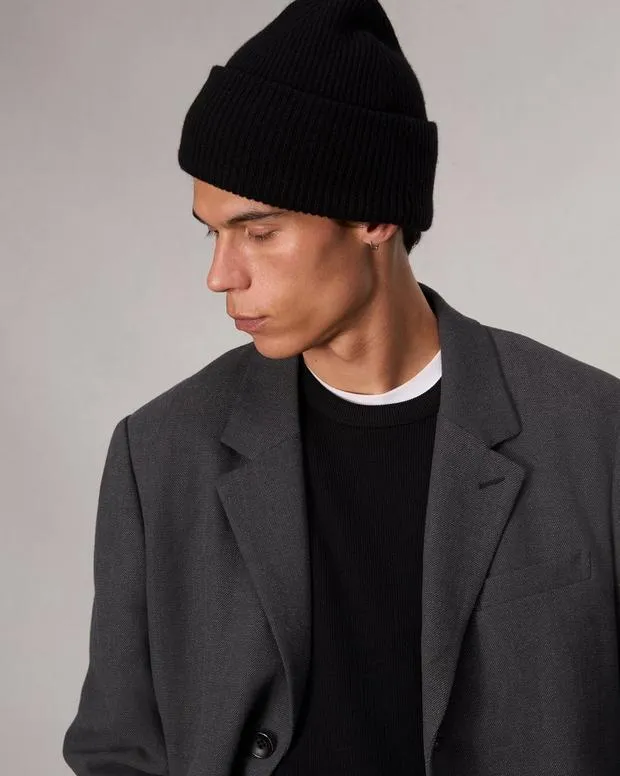 Men Hats and Gloves Rag and Bone Downing Cashmere Beanie Black