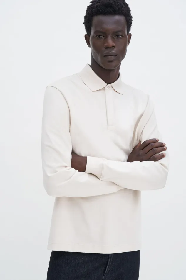 Men Heavy Cotton Rugby Shirt Cream White Filippa K TShirts