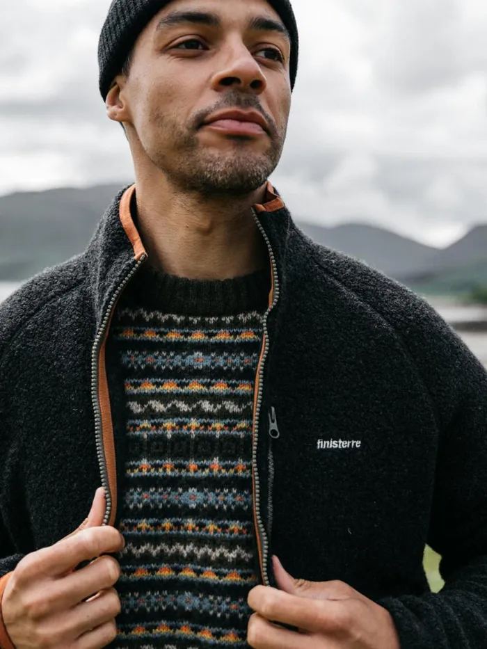 Men Hegen Full Zip Fleece Raven Black Finisterre Fleece
