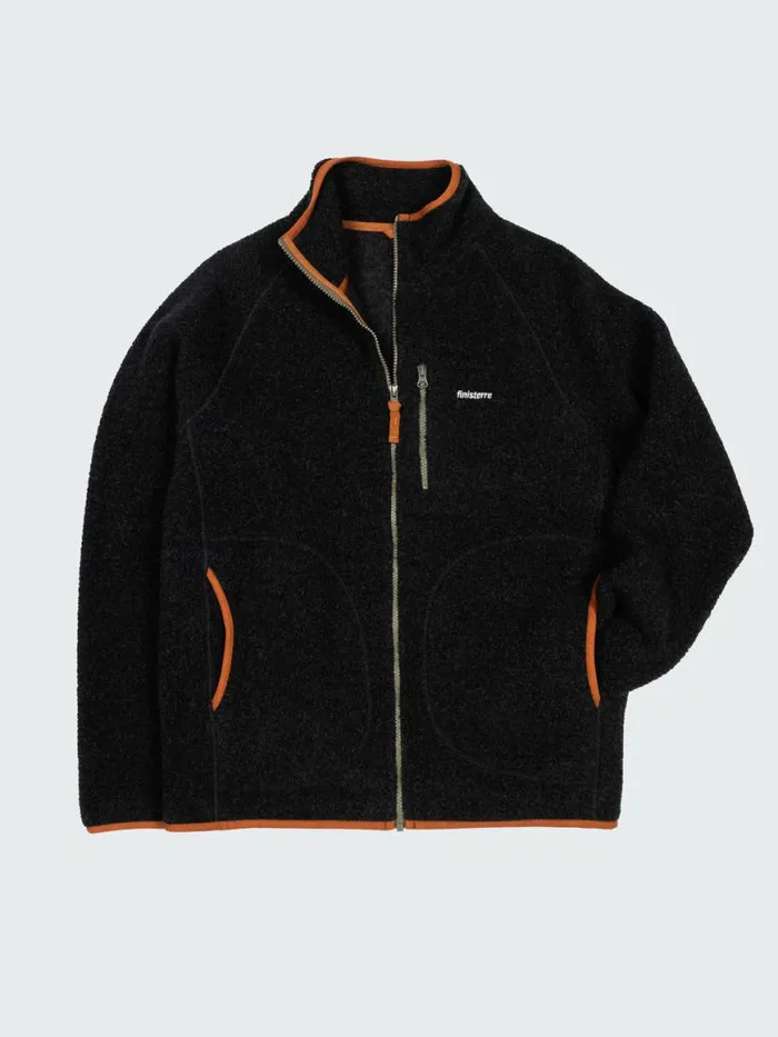 Men Hegen Full Zip Fleece Raven Black Finisterre Fleece