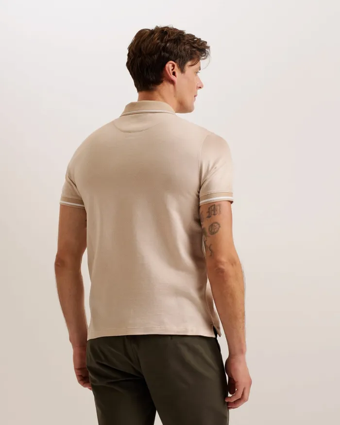 Men HELTA 8211 Stripe Detail Slim Fit Polo Shirt Taupe Ted Baker Polo Shirts