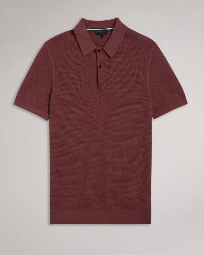 Men IMAGO 8211 Short Sleeve Regular Fit Knitted Polo Shirt Maroon Ted Baker Polo Shirts Men IMAGO 8211 Short Sleeve Regular Fit Knitted Polo Shirt Maroon Ted Baker Polo Shirts