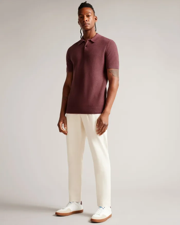 Men IMAGO 8211 Short Sleeve Regular Fit Knitted Polo Shirt Maroon Ted Baker Polo Shirts Men IMAGO 8211 Short Sleeve Regular Fit Knitted Polo Shirt Maroon Ted Baker Polo Shirts