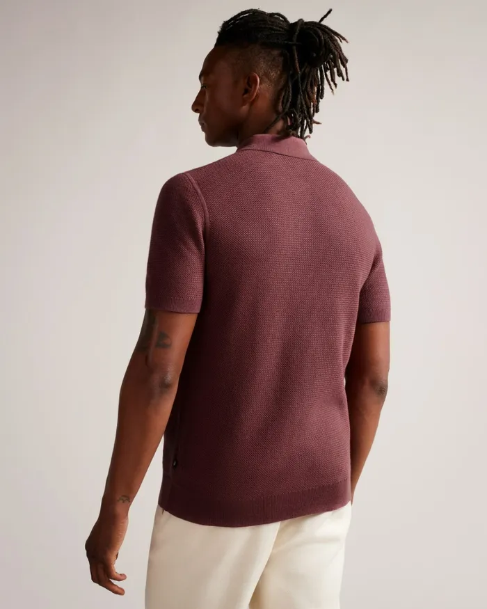 Men IMAGO 8211 Short Sleeve Regular Fit Knitted Polo Shirt Maroon Ted Baker Polo Shirts Men IMAGO 8211 Short Sleeve Regular Fit Knitted Polo Shirt Maroon Ted Baker Polo Shirts