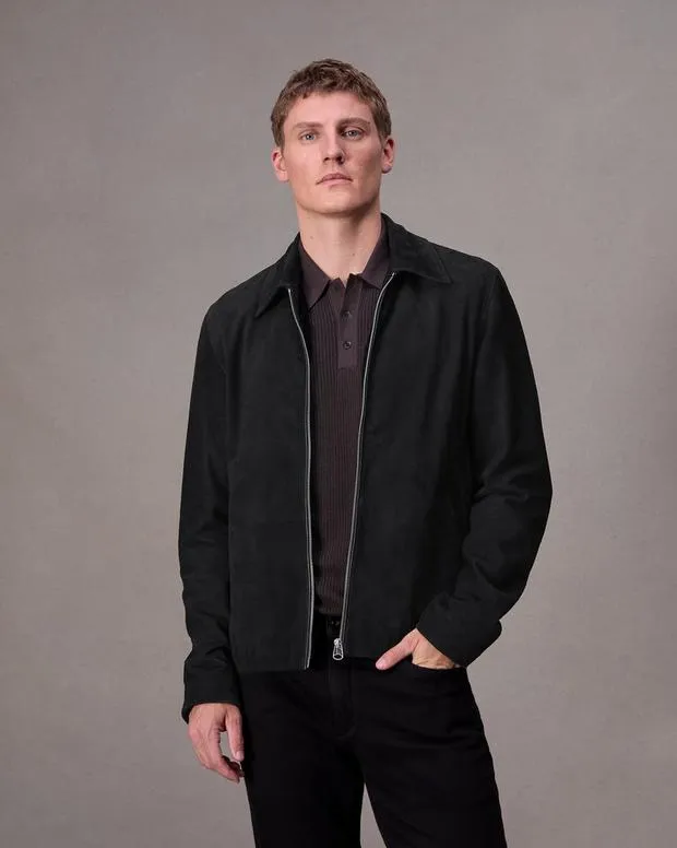 Men Jackets and Coats Rag and Bone Melrose Suede Jacket Black