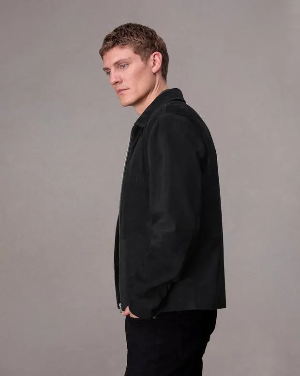 Men Jackets and Coats Rag and Bone Melrose Suede Jacket Black
