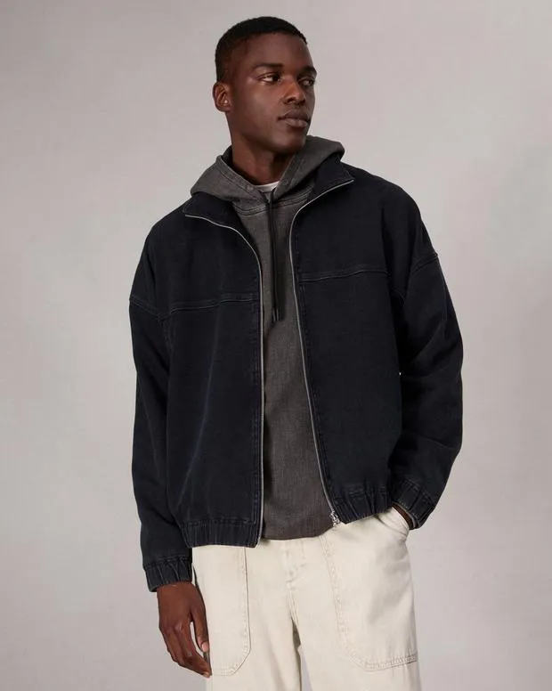 Men Jackets and Coats Rag and Bone Rbstride Denim Track Jacket Inkwell