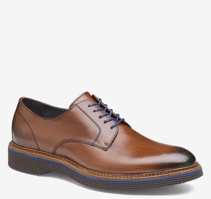 Men Jenson Plain Toe Brown European Calfskin LaceUps Johnston and Murphy